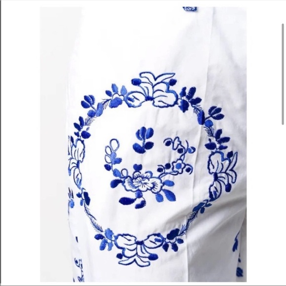 $995 Simone Rocha Belted Embroidered Cotton-blend Straight-leg Pants In White - Picture 2 of 10